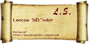 Lencse Sándor névjegykártya