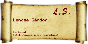 Lencse Sándor névjegykártya